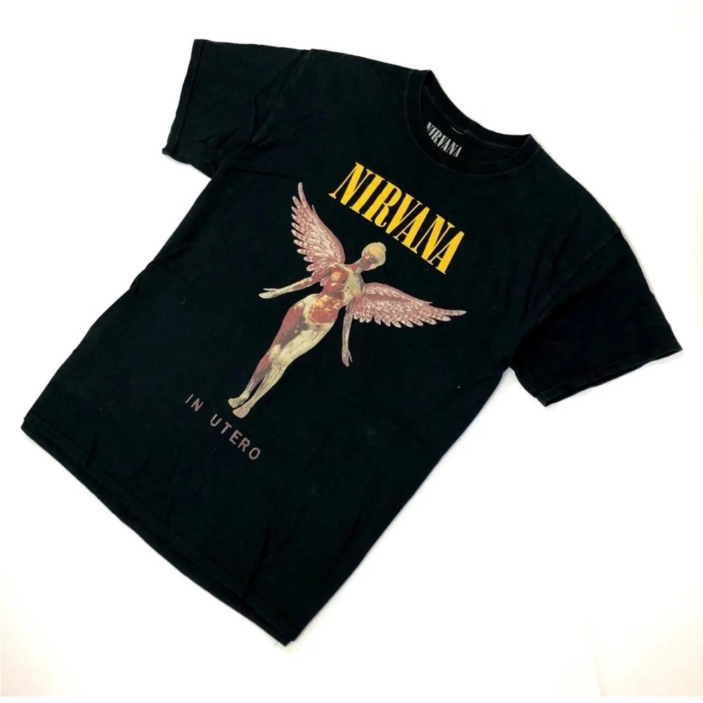 NIRVANA IN UTERO Relaxed Graphic Tee Unisex LG Music Band T-shirt Black - Picture 3 of 12